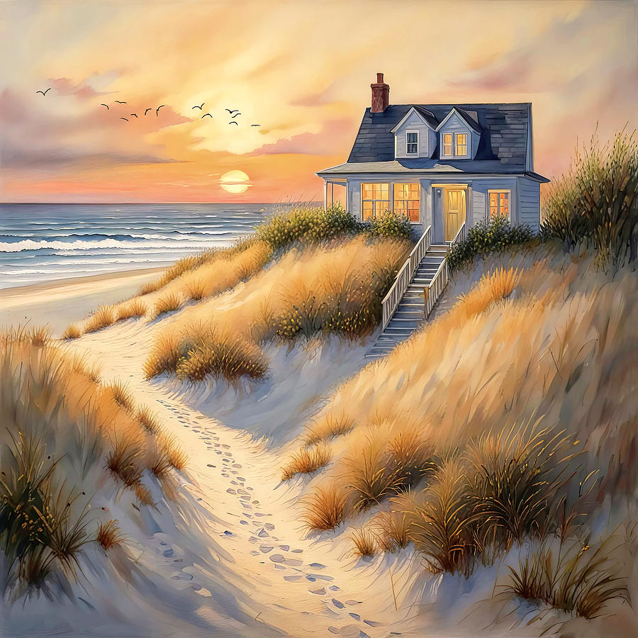 Cottage by the Sea Digital Art by Donna Kennedy