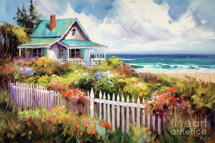Cottage Painting - Cottage By The Sea by Tina LeCour