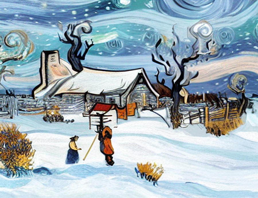 Cottage Christmas 1 Digital Art by Ron Harpham