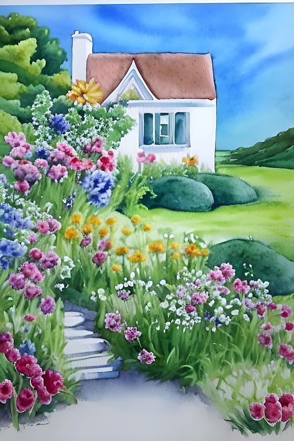 Cottage Flowers Mixed Media by Bonnie Bruno