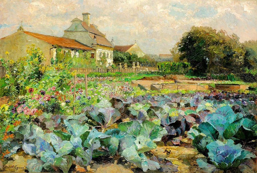 Vegetable Painting - Cottage Garden in the Wachau by Marie Egner