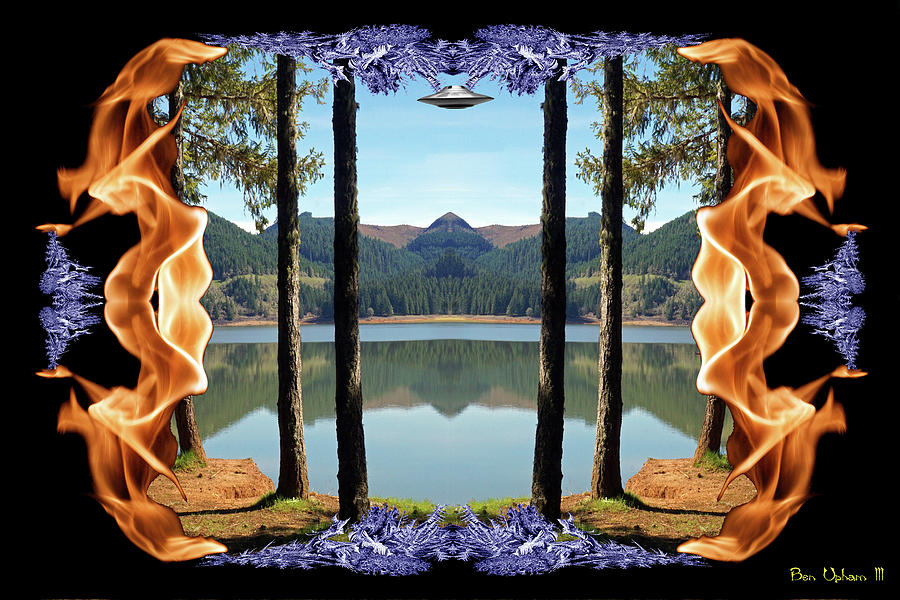 Cottage Grove Lake Mirror Art 2022 #1 with a UFO Photograph by Ben Upham III