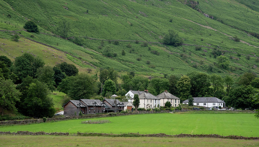 Cottage houses at the edge of the cliff e farmland Lake District United Kingdom Photograph by Michalakis Ppalis