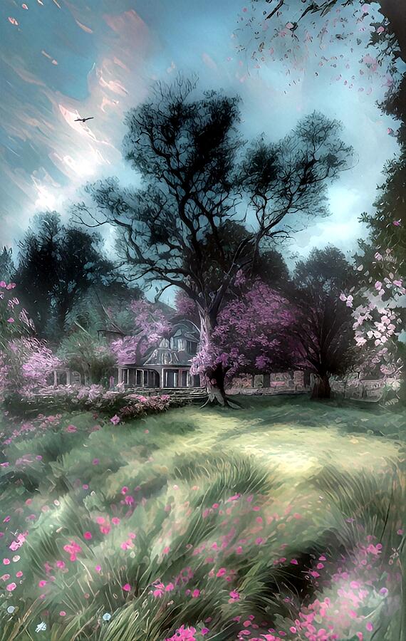 Cottage in the Park Mixed Media by Abbie Shores