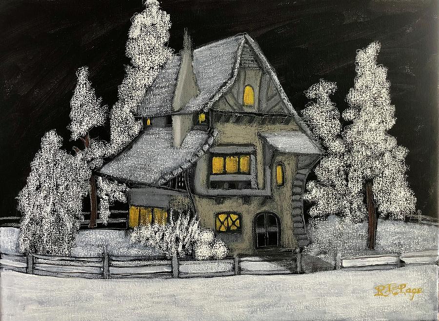 Cottage in the Snow Pastel by Richard Le Page