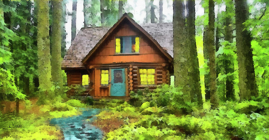 Cottage in the woods 2 Painting by George Rossidis