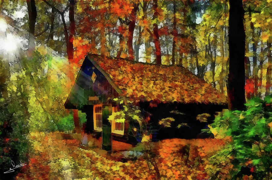 Cottage in the woods 4 Painting by George Rossidis