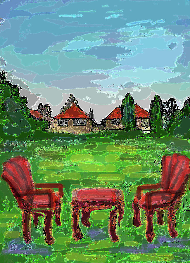 Cottage Lawn Digital Art by Uma Krishnamoorthy