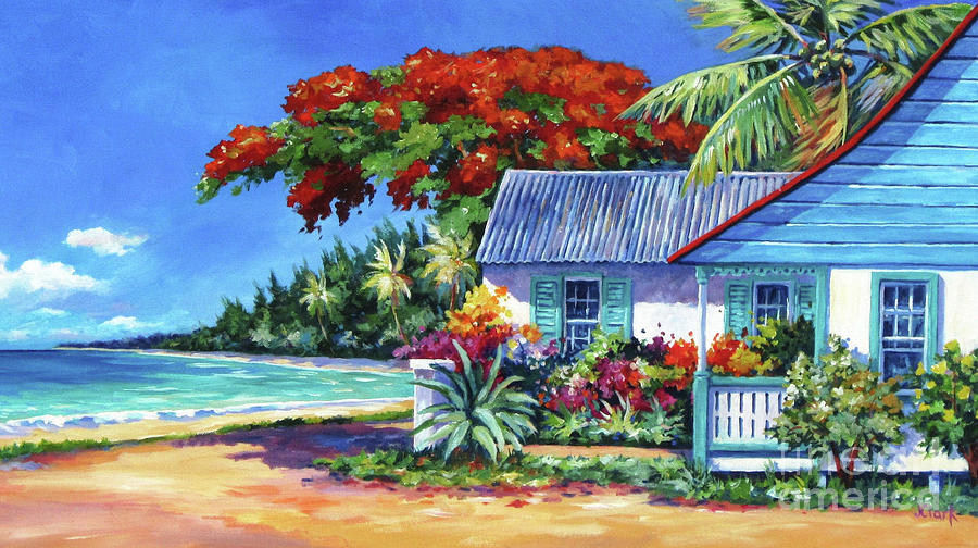 Beach Painting - Cottage on 7-Mile Beach by John Clark
