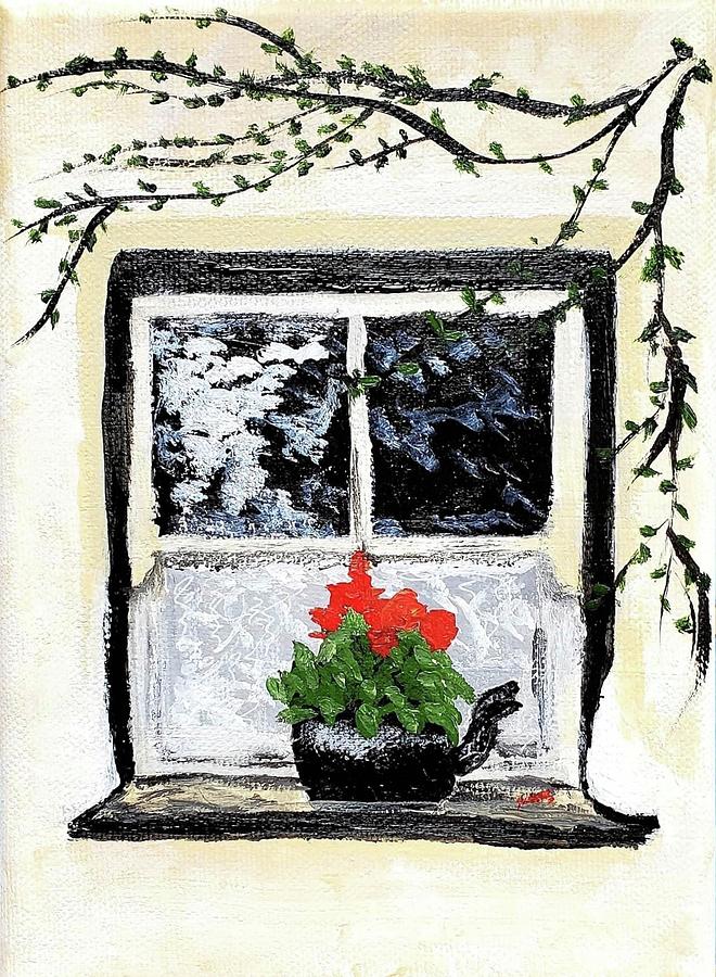 Cottage Window  Painting by Amy Kuenzie