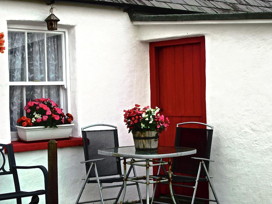 Cottage with Red Door Photograph by Stephanie Moore