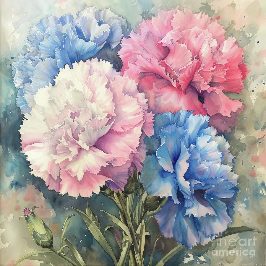 Cotton Candy Carnations Painting