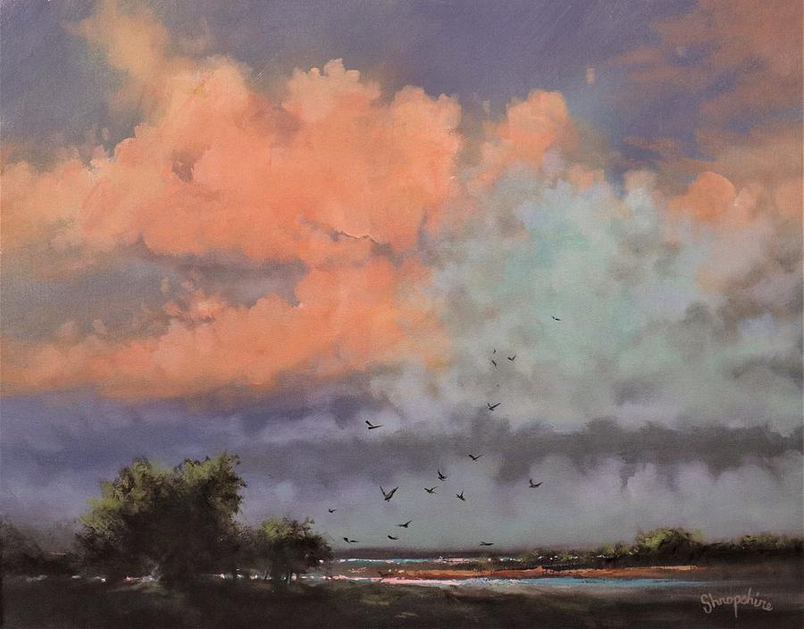 Cotton Candy Clouds Painting by Tom Shropshire