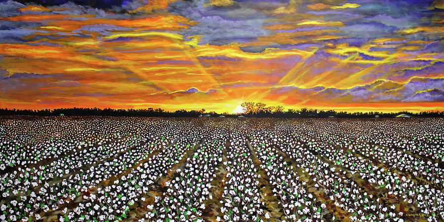 Cotton Field at Sunset Painting by Karl Wagner