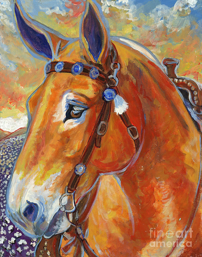 Cotton Field Mule Painting by Jenn Cunningham