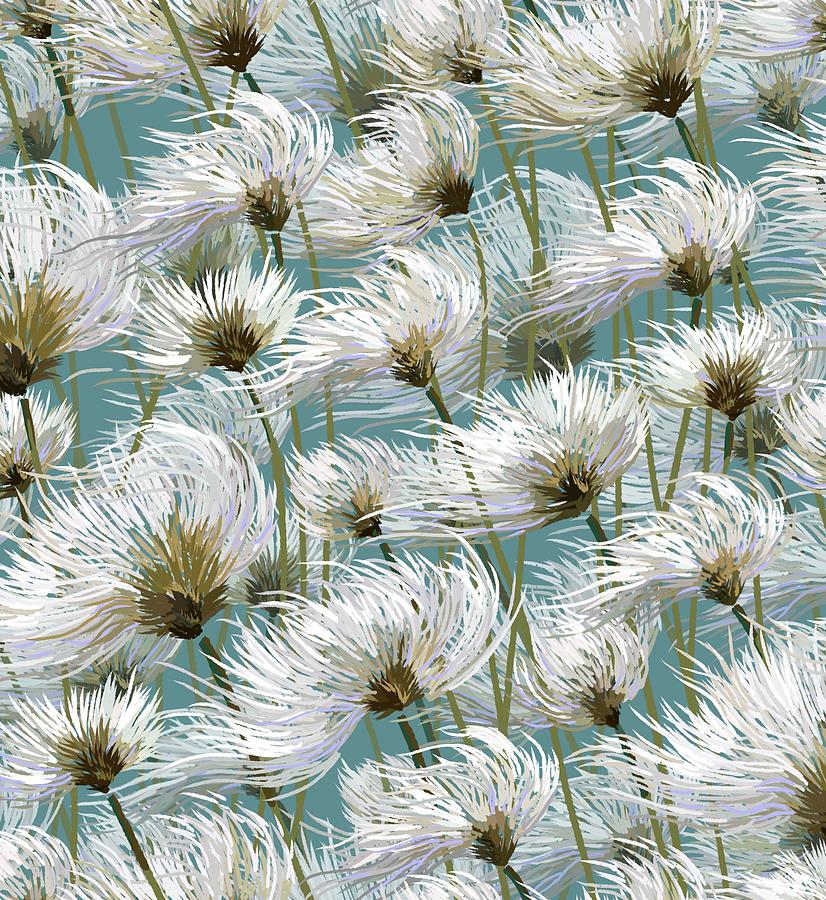 Cotton Grass Days Drawing by L Diane Johnson