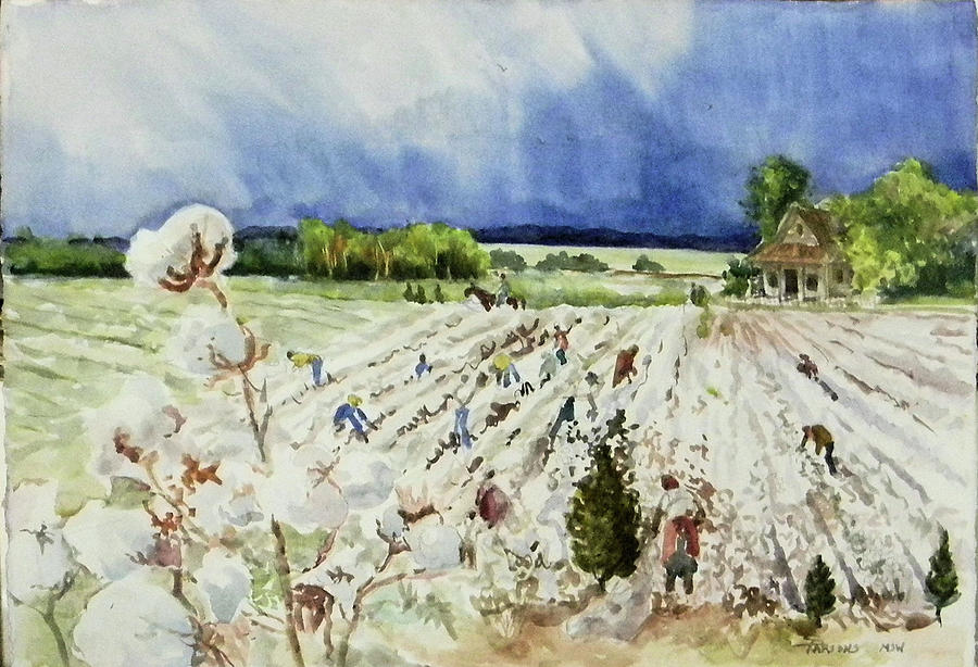 Cotton Pickin Days Painting by Sheila Parsons