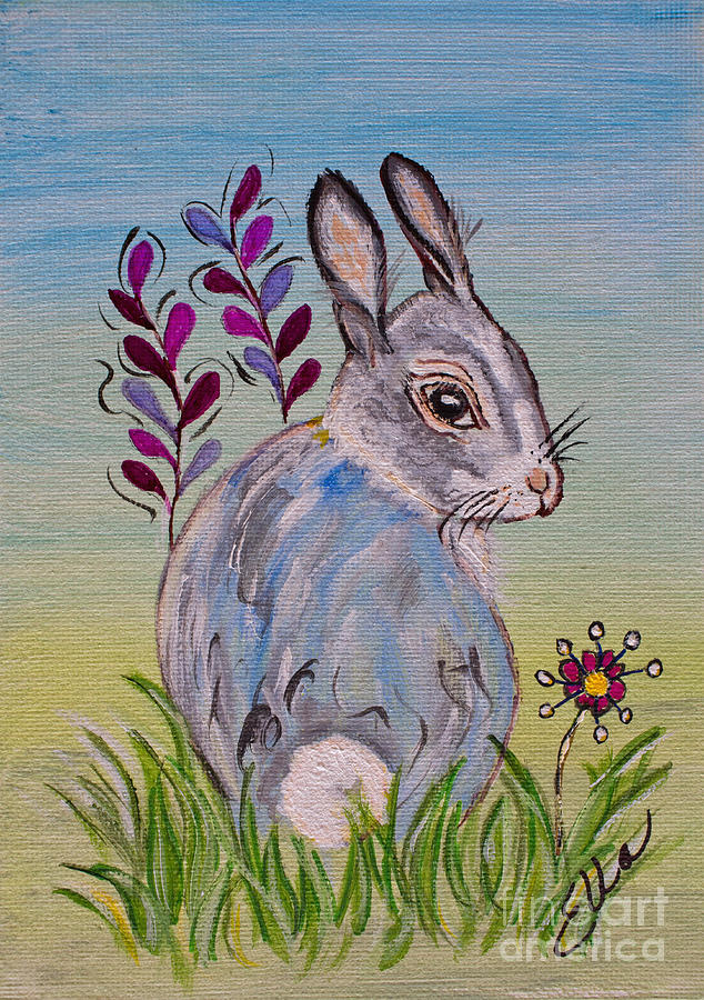 Cottontail Bunny Spring Painting by Ella Kaye Dickey