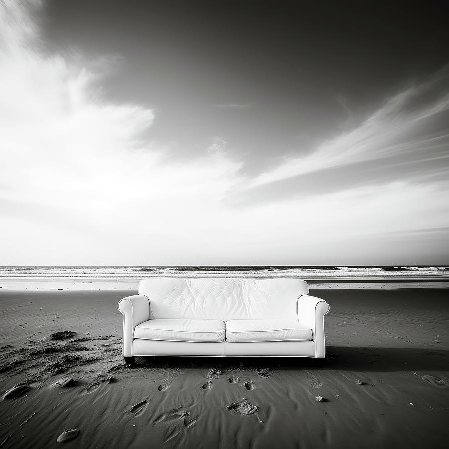 Couch on The Beach at Low Tide Digital Art by YoPedro