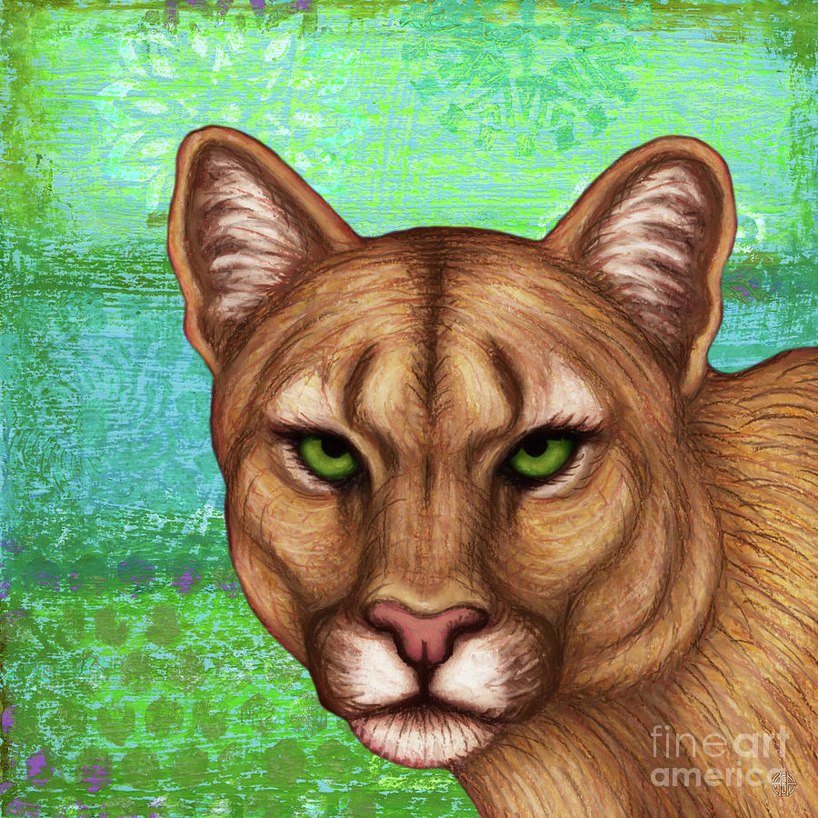 Cougar Abstract Painting by Amy E Fraser