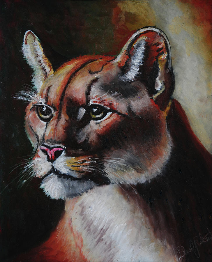 Cougar in Oil Pastel Digital Art by Daniel Eskridge