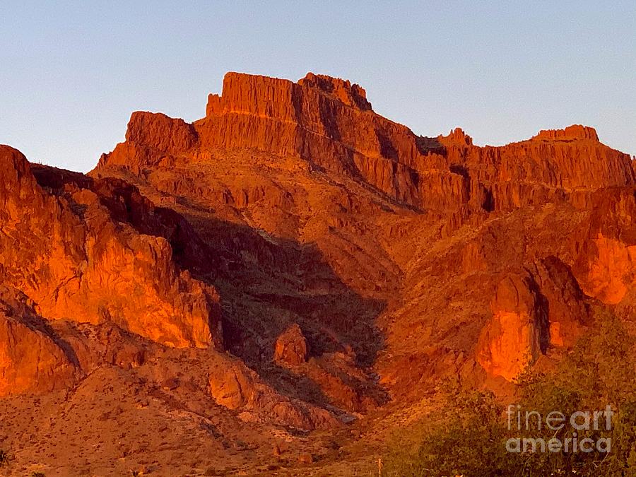 Cougar Shadow Catching Its Prey On The Superstition Mountains Digital Art by Tammy Keyes