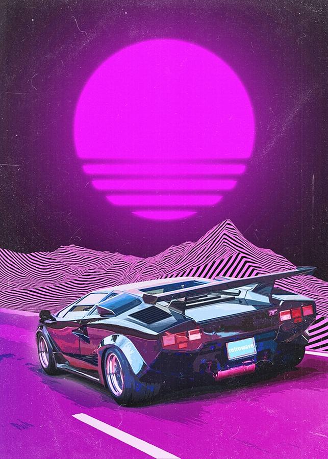 Countach Retrowave Poster Digital Art by Kailani Smith | Pixels