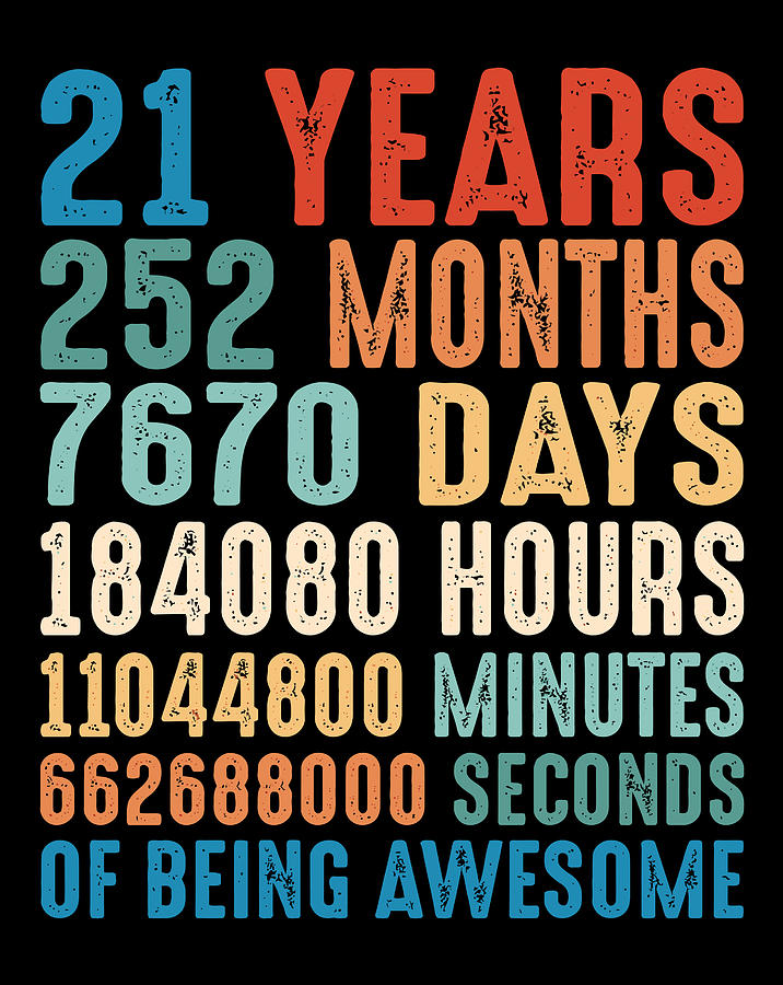 Countdown 21 Years Old 21St Birthday Vintage 252 Months Digital Art by ...