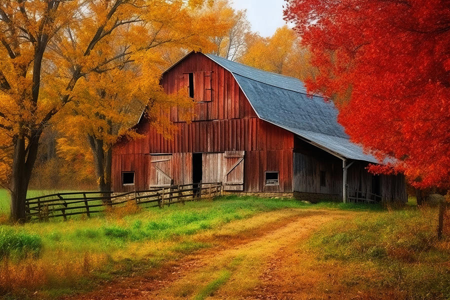 Architecture Photograph - Country Barn And Road by Athena Mckinzie