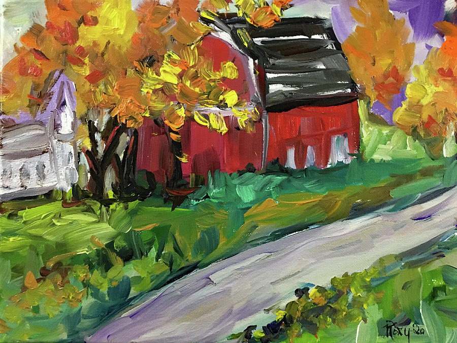 Country Barn in Autumn Painting by Roxy Rich