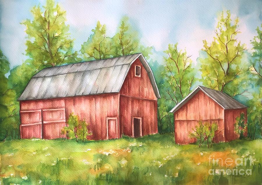 Perfect Day - folk art country landscape Painting by Debbie Criswell - Fine  Art America