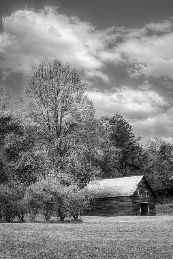 Country Barn in the Pastures Black and White Photograph by Debra and Dave Vanderlaan