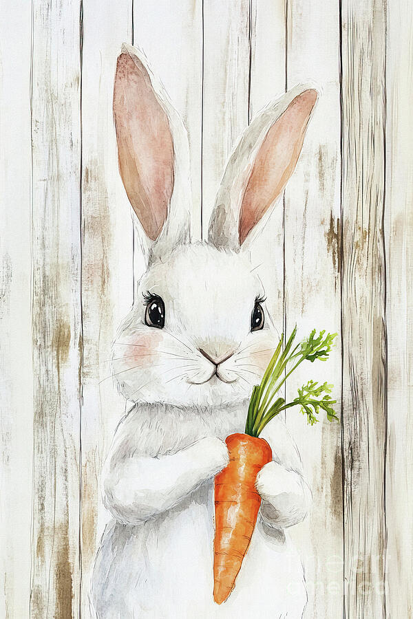 Country Bunny Painting by Tina LeCour Country Bunny Painting by Tina LeCour