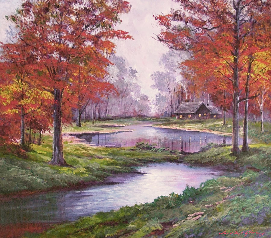 Country Cabin Painting by David Lloyd Glover