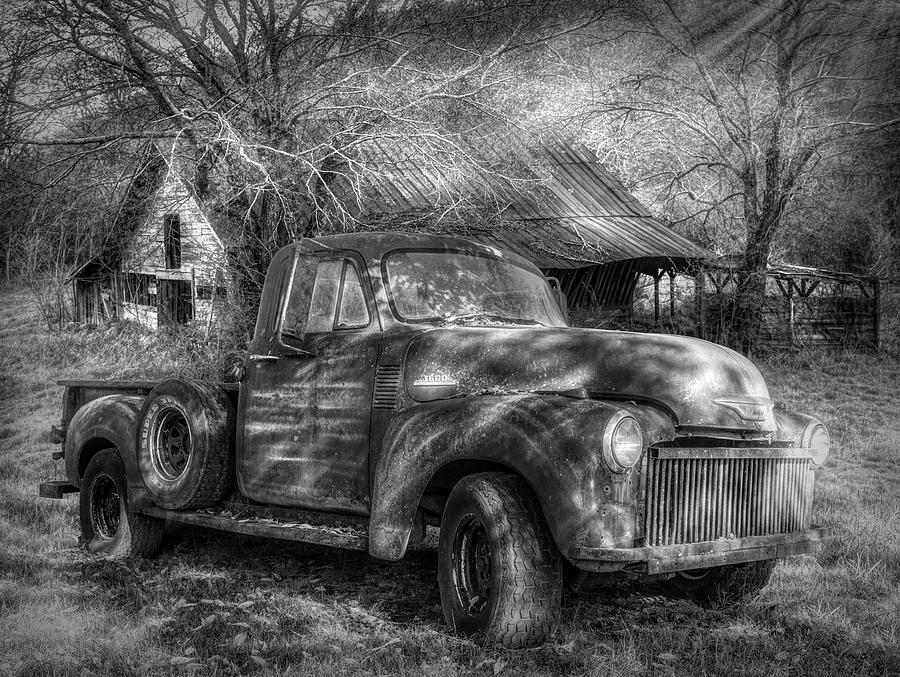Country Chevy in Black and White Photograph by Debra and Dave Vanderlaan