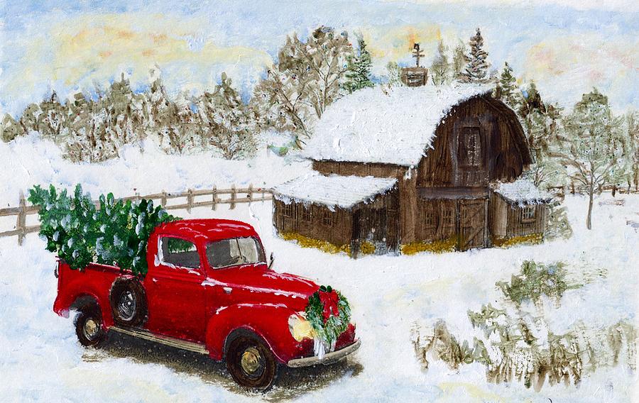 Country Christmas Painting by Deborah Ann Baker
