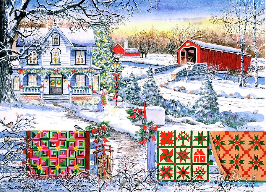 Country Christmas Painting by Diane Phalen