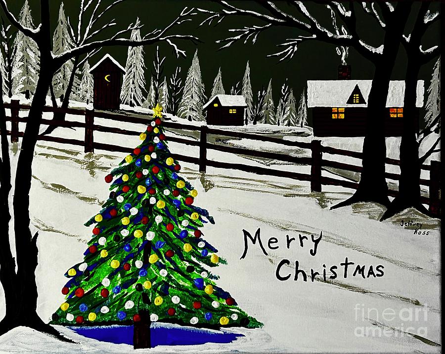 Country Christmas Tree Painting by Jeffrey Koss