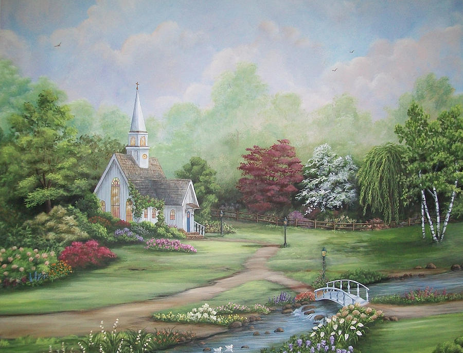 Country Church Painting By Sandra Poirier