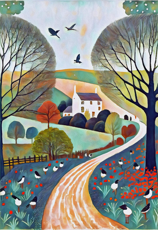 Country Cottage Autumn 4 Mixed Media by Ann Leech