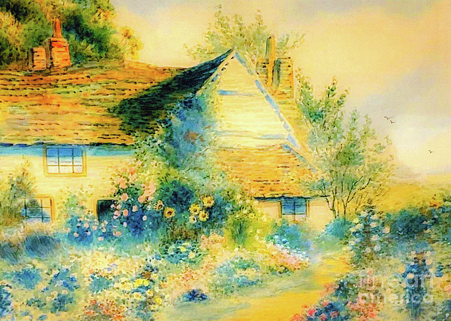 Country Cottage Garden Painting