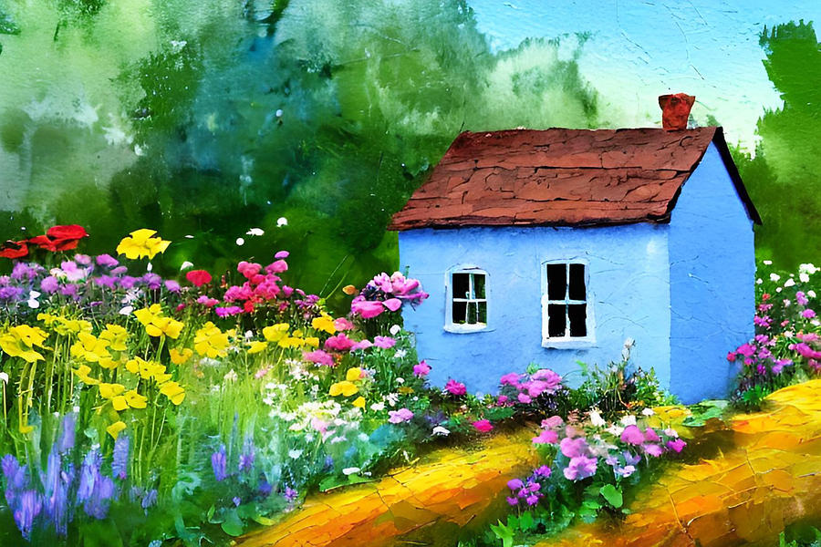 Country Cottage I Painting by Bonnie Bruno