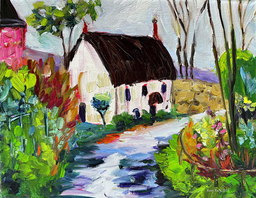 Country Cottage in the Cotswolds Painting by Roxy Rich