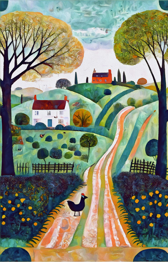 Country Cottage Llama Country Mixed Media by Ann Leech
