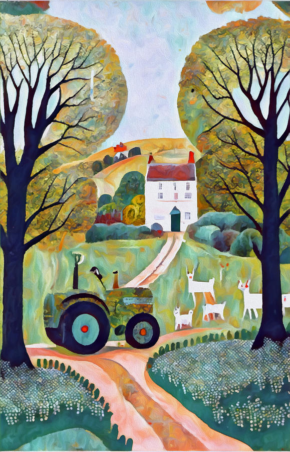 Country Cottage Llamas 3 Mixed Media by Ann Leech