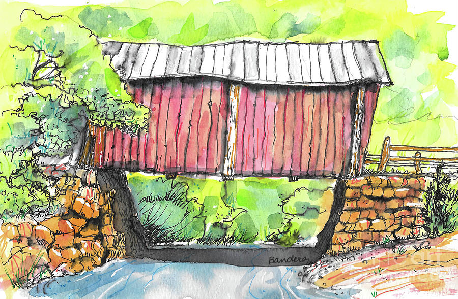 Country Covered Bridge Painting by Terry Banderas
