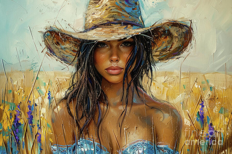 Country Cowgirl Painting by Tina LeCour