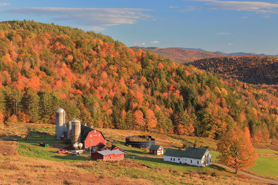 Country Farm in Autumn Barnet Vermont Photograph by John Burk
