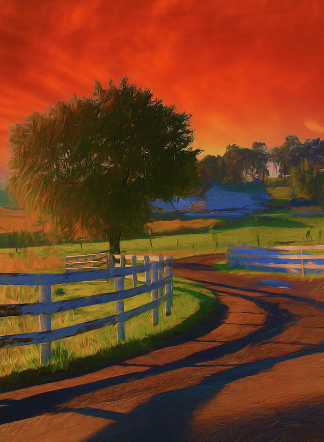 Country Farm Sunset Painting by Dan Sproul