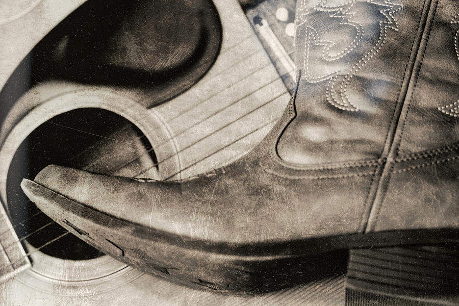 Boot Photograph - Country Guitar And Boot by Dan Sproul